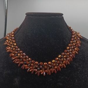 Vintage Beaded Necklace with Sterling Rose Toggle Colsure